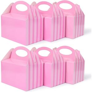 Happyhiram 25 Pcs Party Treat Boxes Pink for Girls, 6 Inch Valentines Candy Boxes Party Favors with Handle Paper Cookie Gift Bags Gable Boxes Snack Goodie Bags for Kids Unicorn Peppa Pig Barbie Theme Birthday Baby Shower Bridal Shower (1 Count (Pack of 25), Pop-up Pink)