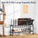 DIMJ Boot Rack 3-Tier - Black Metal Boot Storage Rack for Tall Boots Organizer Tall Boots, Multiuse Shoe Rack for Boots, Sneakers, High-Heel, Entryway, Fit for 10 Pairs, Black
