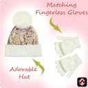 PEAK 2 PEAK Boys and Girls Winter Hat and Gloves Set  Knit Pom-Pom Beanie with Sparkle  Ages 4-12 (Sequin)