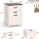 Farmhouse File Cabinet with 3 Drawers for Home Office, White and Brown