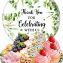 3Pcs Thank You Melamine Serving Tray 10 Inch Round Serving Platters Thank You for Celebrating with Us Food Tray for Wedding Birthday Baby Shower Party Favor Supplies