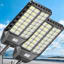 7000W Solar Street Light, LED Parking Lot Lights High Lumens Street Light for Outdoor IP67 Waterproof Commercial Grade Solar Lights Outdoor Dusk to Dawn with Motion Sensor, 2 Pack (Black)