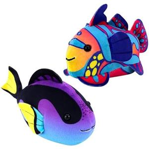 zhuzhu (Mandarin + Blue Tang Fish 2-Pack C | Stuffed Animals with Motor Inside | Robotic Fish Toys Suitable for Ocean Party Favors | Batteries Required Pack 3