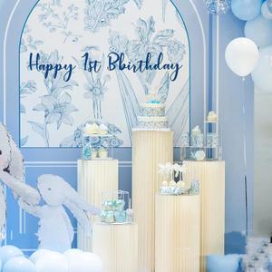 Cylinder Stands for Party 5Pcs Round Pedestal Stand Foldable Cardboard Columns Cylinder Tables for Parties Baby Shower Birthday Wedding Pillars Display Decoration