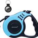 Retractable Dog Leash + Holder for Apple Airtag, 16 Feet Long Suitable for Small Medium Dogs up to 33lbs, Lake Blue