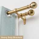 Double Window Curtain Rods, 1Inch Back and Front Rod, 72-144 Adjustable Length, With Same Size Round Finials Dual Curtain Rod, Warm Gold