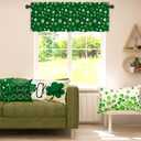 Nialnant St Patricks Day Kitchen Valances for Windows 54" W x 18" L, Green Clover Window Valances for Living Room, Rod Pocket Curtain Valance for Bathroom