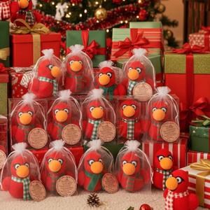 Leyndo 16 Pack Christmas Cardinal Stuffed Animal for Kids 3.5 Inch Mini Christmas Cardinal Red Bird Plush with Card Tiny Soft Plush Gifts for Xmas Party Favors Classroom Prize Stocking Fillers