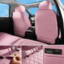 Car Seat Covers Full Set Pink, Luxury Faux Leather Car Seat Covers Waterproof Non-Slip Seat Protector Universal Fit for Most Cars SUVs Trucks Pick-ups, Cute Pink Car Accessories for Women