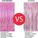 2 x Valentines Day 3 Pack 3.3 * 8.3 ft Foil Curtain Metallic Tinsel Fringe Curtains Photo Booth Props Backdrop for Birthday Wedding Engagement Baby Shower Christmas Holiday Celebration Partyl,Pink