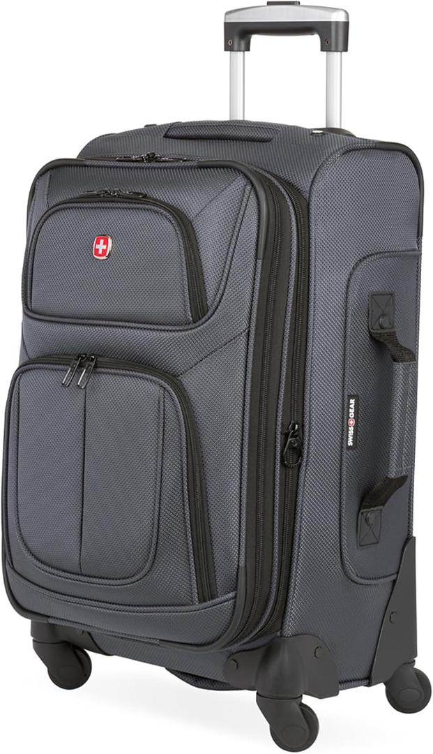 SWISSGEAR Sion Carry-On Spinner Luggage, Softside Expandable, Lightweight Suitcase, Dark Grey, 22.75-Inch