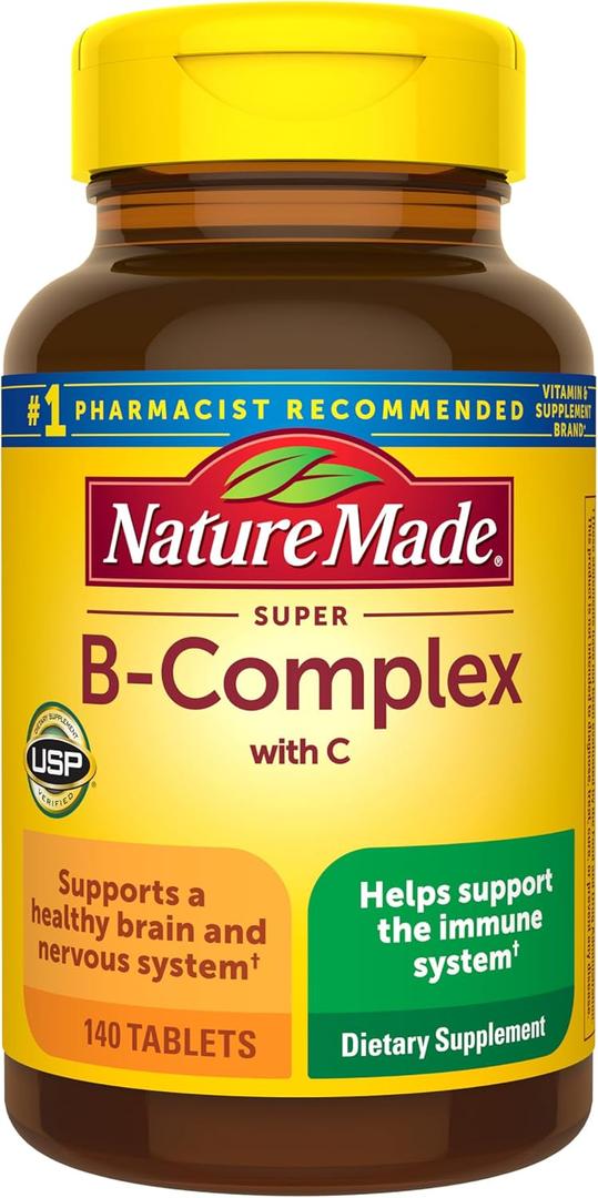 Nature Made Super B Complex with Vitamin C & Folic Acid, B Complex Vitamins for Women and Men, Dietary Supplement for Immune Support, 140 Tablets, 140 Day Supply, Exp Aug 2027