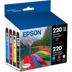 EPSON 220 DURABrite Ultra Ink High Capacity Black & Standard Color Cartridge Combo Pack Works with WorkForce WF-2630,2650, 2660, 2750, 2760 and Expression XP-320,420, 424