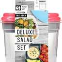 Fit & Fresh Pink Salad Container For Lunch, 4 Cup Adult Salad Lunch Box With Compartments & Ice Pack