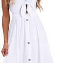 VOTEPRETTY Women's Summer Dresses Spring Sundresses Beach Clothes Outfit Vacation V Neck Casual Tropical Resort Hawaiian, White, XL