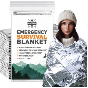 Monterra Emergency Blankets for Survival, 8 Pack, Mylar Foil Blankets, Thermal Space Blanket, Car Supplies, Camping Accessories, Hiking, Outdoor Gear and Equipment, Bug Out Bag.