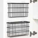 Sinnsally 2 Pack Cabinet Door Organizer,Self Adhesive Lid Organizers Inside Cabinet Storage Boxes,Hanging Storage Basket Organizer Wall Mounted Pantry Caddy Cup Holder for Kitchen,Fridge,Bathroom (Black)