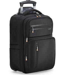 Rolling Backpack, 15.6 inch Laptop Backpack with Wheels, Flight Approved Water Resistant Underseat Carry on Lugagge Wheeled Bag for Men Women Adults, Black