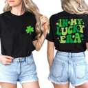 St Patricks Day Shirt Women in My Lucky Era Graphic Green Day Tshirt Irish Shamrock Paddy's Day Tee Tops, Large, Grey