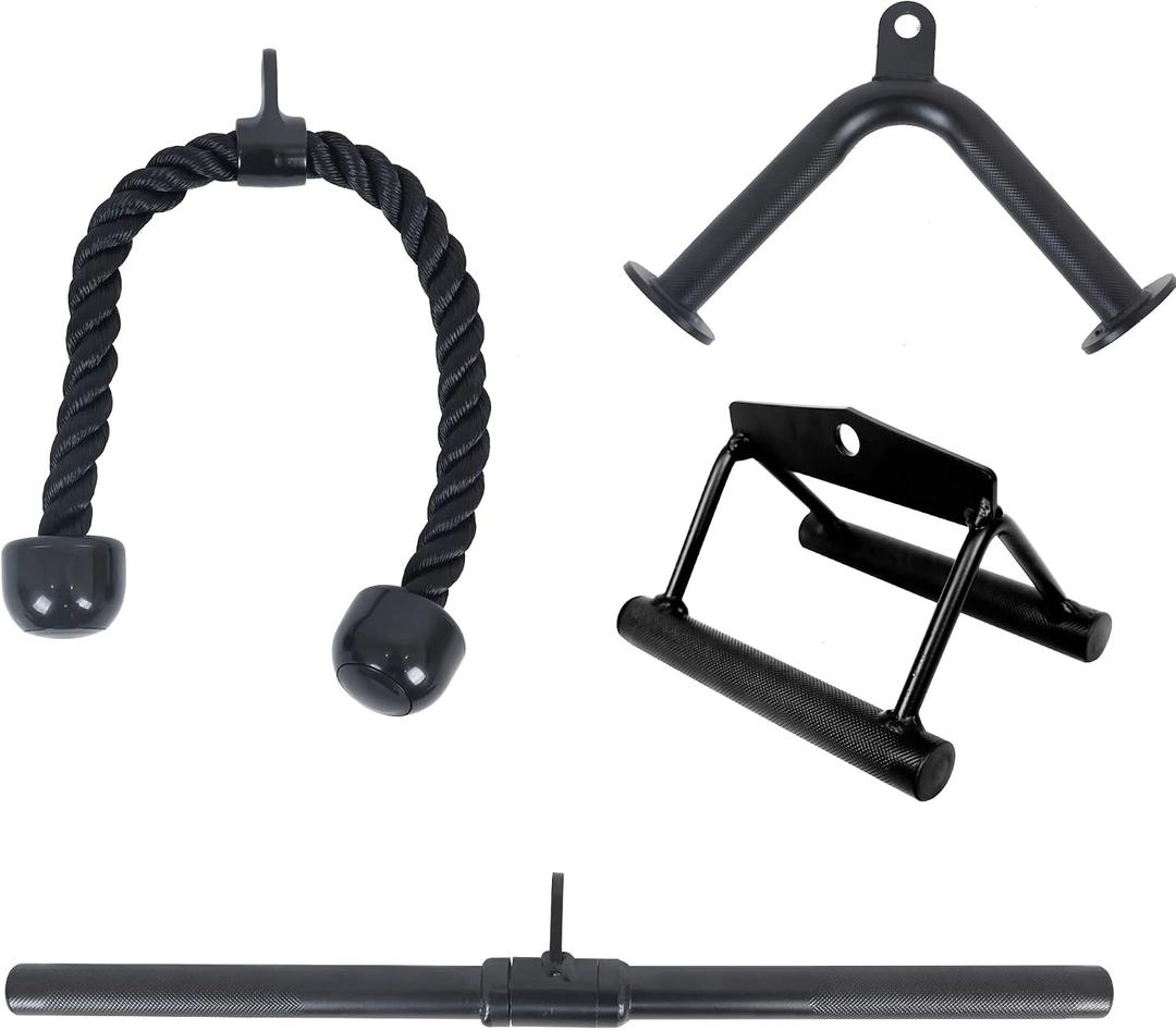 Fitvids Tricep Press Down Cable Attachment, LAT Pulldown Attachment, Weight Machine Accessories, V Handle Tricep Rope, Rotating Bar, V-Shaped Bar