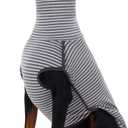 ROZKITCH Dog Winter Coat Soft Pullover Pajamas, Pet Windproof Warm Cold Weather Jacket Vest Cozy Jumpsuit Apparel Outfit Clothes for Walking Hiking Travel Sleep Stripe 2XL (Back Length:22-25")