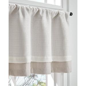jinchan Curtain Light Reducing Kitchen for Living Room Bedroom Small Windows Valance 18 Inch Double Layer Farmhouse Window Rustic Overlay Rod Pocket 1 Panel Ivory