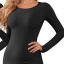 Ekouaer Thermal Underwear for Women Long Johns Long Sleeve Base Layer Thermals Cold Weather Top (Medium, Black)