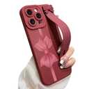 jueaes Cute Bow Case for iPhone 14 Pro with Finger Hand Wrist Strap