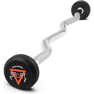 Rubber Coated Fixed Barbell, Pre-Loaded Weights EZ Curl Solid Steel Barbells, Weighted Bar for Weightlifting Exercise, Bodybuilding, Strength Training, Squat Rack & Bench Press (10LB)