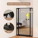 Extra Tall Cat Gate 55.1" for Doorways, 30.1-33.8" Wide High Pressure Mounted Baby Dog Pet Gate for Stairs, 1.37" Gap No Drilling Auto Close for Hallways/Kitchen, Black