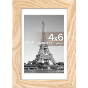 upsimples 4x6 Picture Frame, Display Pictures 3.5x5 with Mat or 4 x 6 Without, Wall Hanging Photo Frames, Natural, 1 Pack (4x6, Natural)