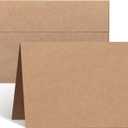 Ohuhu Blank Brown Kraft Cards and Envelopes 100 Pack - 4.25" x 5.5" Folded Cardstock Paper and A2 Envelopes for DIY Greeting Cards Wedding Birthday Invitations Thank You Cards and All Occasions