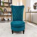 Container Furniture Royal High-Back Velvet Accent Chair for Vanity with Storage and Luxurious Upholstery, Retro Design and Versatile Usage for Livingroom, Bedroom, Lounge and Office, Greenish Blue