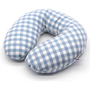 Buckwheat Pillow for Side Sleepers Cervical Neck Cooling Pillows U Shaped Pillow Ergonomic Travel Head Pillow for Sleeping Buckwheat Hulls Filling Removable Cotton Cover (12x12 inch, Blue)