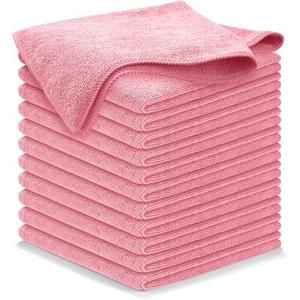USANOOKS Microfiber Cleaning Cloth Light Pink - 12 Pcs 12.5"x12.5" - High Performance - 1200 Washes, Ultra Absorbent Towels Weave Grime & Liquid for Streak-Free Mirror Shine - Car Washing Cloth