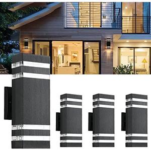 Stayofa 4 Packs 12inch LED Square Up&Down Wall Lights 14W 4000K Day White Outdoor Wall Light Aluminum Body Waterproof IP65 led Porch Light for House Patio Garage Garden