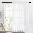 RYB HOME White Sheer Curtains for Living Room Sliding Glass Door, Rod Pocket, 100 x 84 inch, 1 Panel