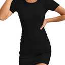 Valiamcep Womens Summer Tank Dress Crewneck Sleeveless Ribbed Knit Slim Fit Bodycon Mini Dresses, S