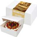 25 Pcs 14 x 14 x 6 Inch White Cake Boxes, Disposable Cardboard Bakery Boxes Takeout Easy Fold Cake Containers for Packaging Cakes, Pies, Pastries, Cookies & Cupcakes
