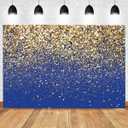 7x5ft Royal Blue Glitter Backdrop Birthday Gold Spots Bokeh Wedding Prom Graduation Photography Background X-77