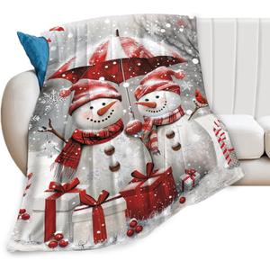 Snowman Blanket Snowman Throw Blanket Snowman Gifts and Decor Christmas Blanket for Girls Women Boys Men Soft Warm Cozy Fleece Blanket for Couch Sofa Bed 50"x40"
