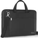 Ferkurn Laptop Case Bag 17 17.3 inch Women Men Computer Sleeve with Shoulder Strap Compatible with HP Envy Pavilion/Dell Inspiron/Thinkpad/Vivobook/MSI/Acer,Waterproof Briefcase with Handle,Black