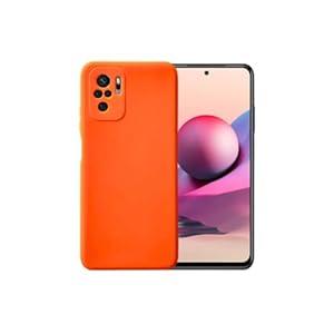 Casecious Compatible With Xiaomi Redmi Note 10 Or Note 10S Soft Liquid Silicone Gel Cell Phone Mobile Basic Back Case Cover Casing Funda Para (Orange)