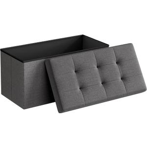 SONGMICS 30 Inches Folding Storage Ottoman Bench, Load 660 lb, 15"D x 30"W x 15"H