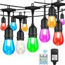 Auroraworld 96FT RGB Outdoor String Lights, Dimmable Color Changing Waterproof LED Patio Lights with Remote, 30 Shatterproof Bulbs for Garden Yard Party Decor