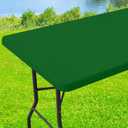 Spandex 8 Foot Rectangle Table Cloth, Elastic Fitted Tablecloths for Picnic, Stretch Washable Patio Table Cover for Outdoor, Camping, Banquet and Parties (Emerald Green, 30"x96")
