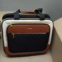 LOVEVOOK Rolling Laptop Bag Women, 17.3 Inch Laptop Briefcase with Wheels, Soft Sided Underseat Carry On Luggage Personal Item Suitcase for Work Travel Business, Black Brown Beige