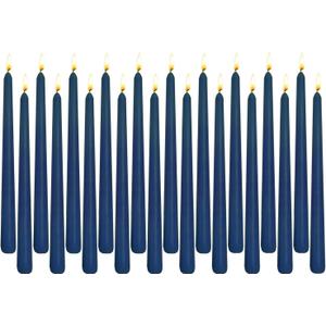Navy Blue Taper Candles for Home Decoration, 20 Pack 10 Inch Unscented Dripless Candlesticks for Dinner Party