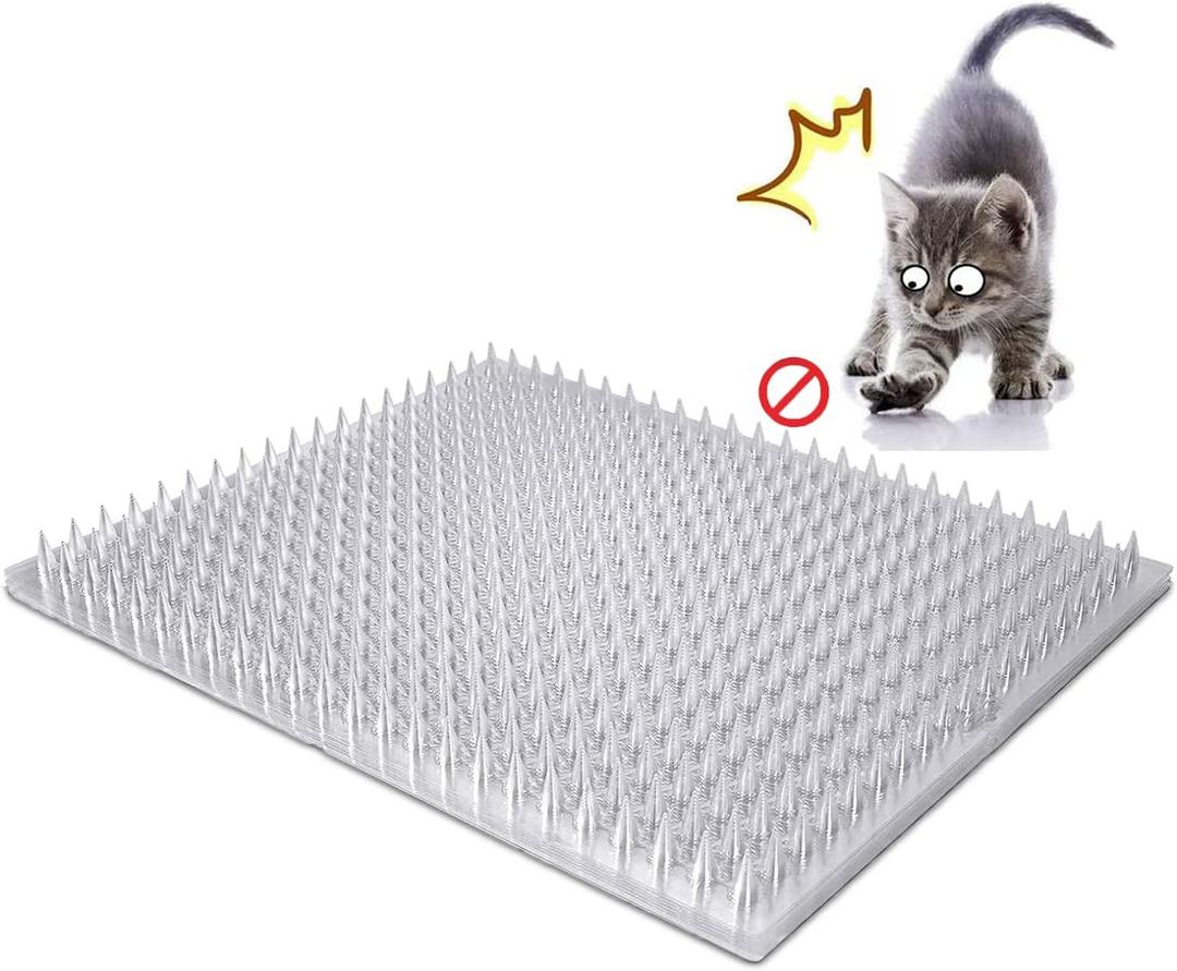 Aocoray 4 Pack Cat Deterrent Outdoor/Indoor Scat Mat, Pet Deterrent Training Mats, Keep Cats/Dogs Away Plastic Mats with Spikes, 12 Sq.ft, 16 x 13 Inches