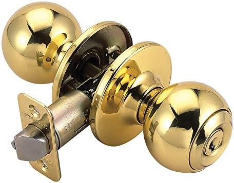 Ball Polished Brass Keyed Entry Door Knob